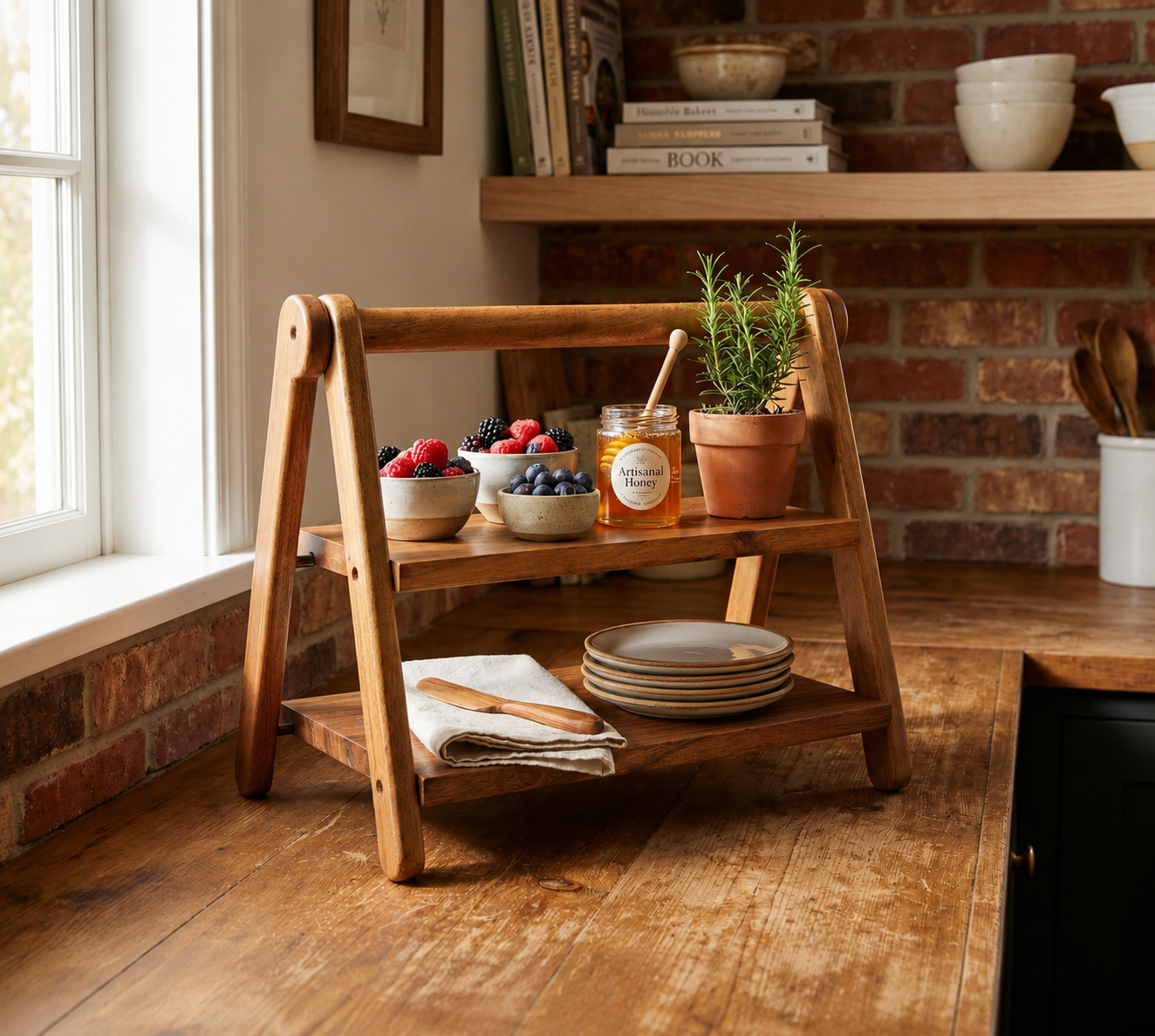 Timber Trust Acacia Wood Foldable Kitchen Rack
