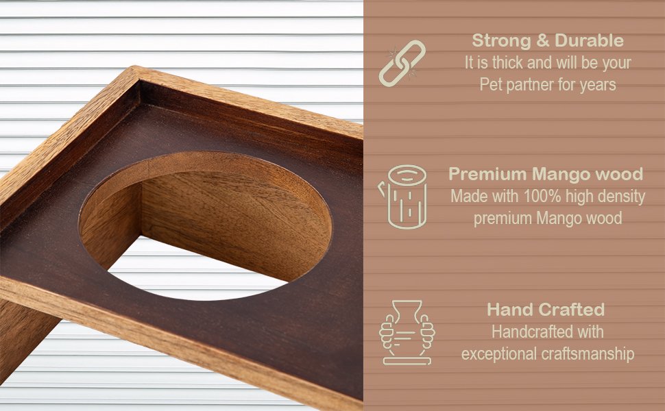 Timber Trust Elevated Wooden Double Dog Bowl Stand