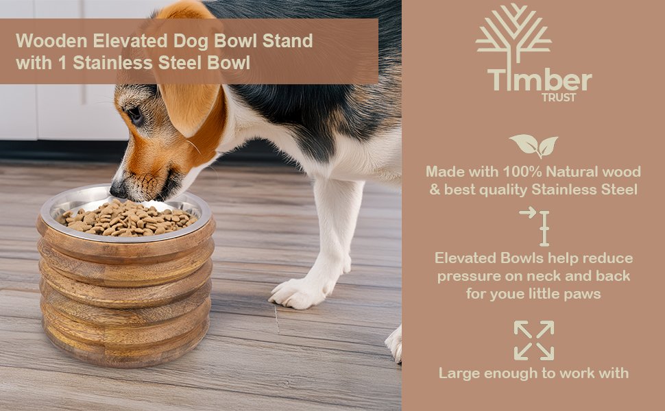 Timber Trust Elevated Wooden Dog Bowl Stand