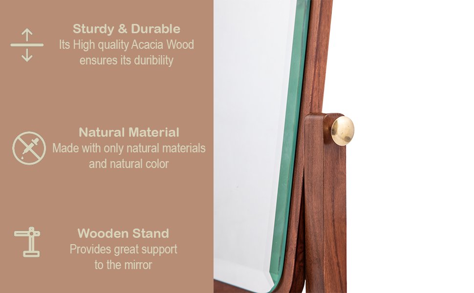 Timber Trust Acacia Wood Make Up Mirror