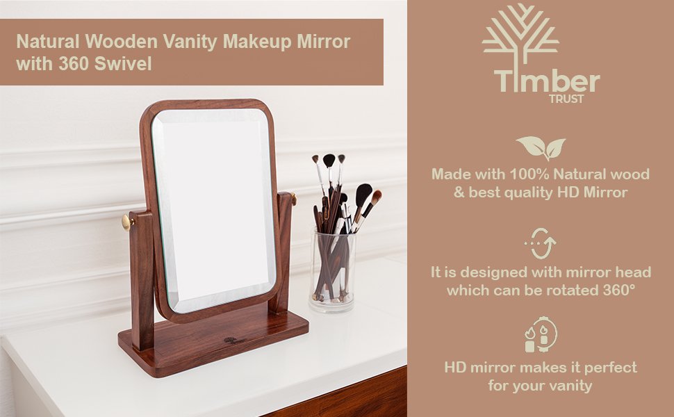 Timber Trust Acacia Wood Make Up Mirror