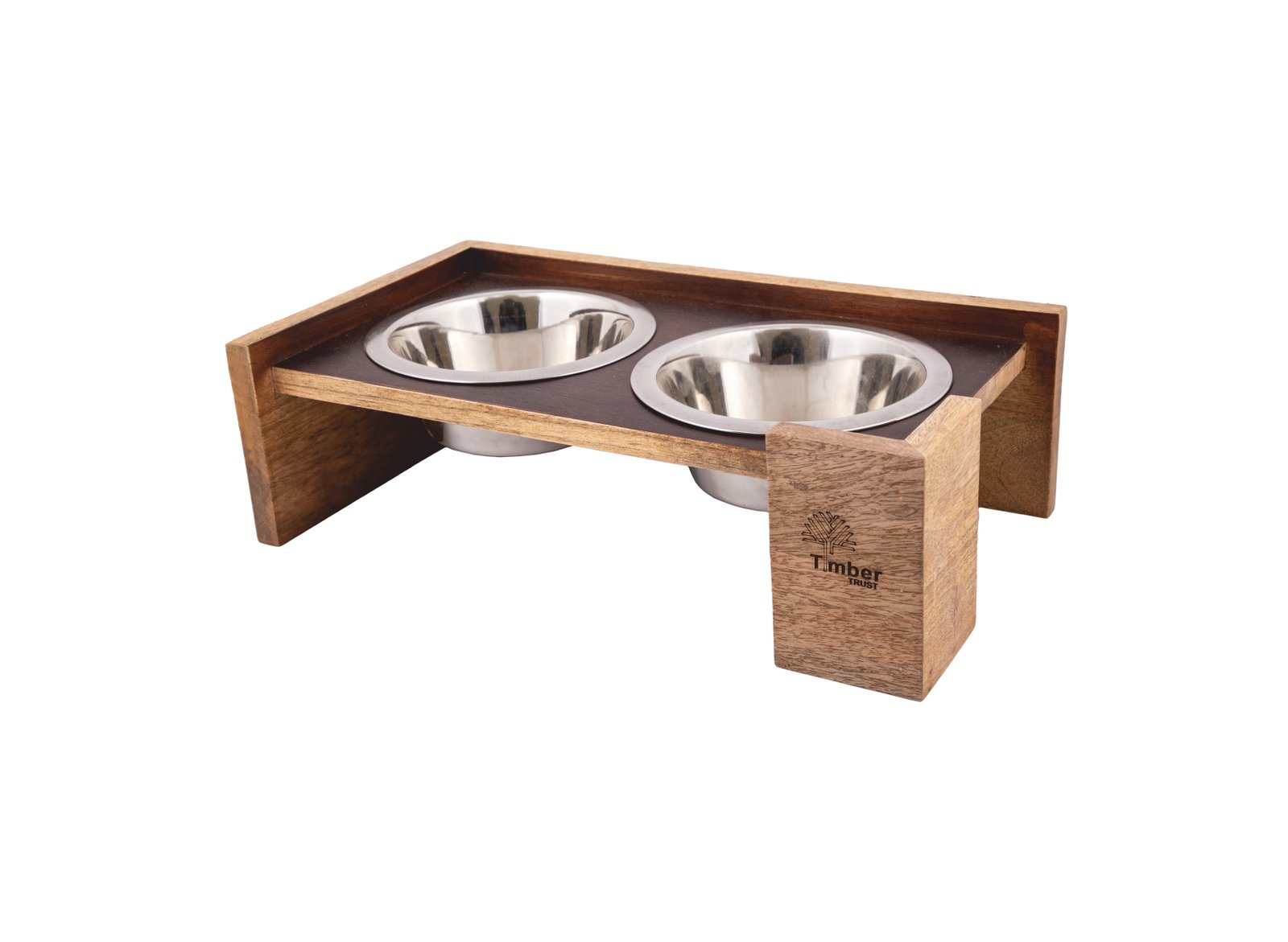 Timber Trust Elevated Wooden Double Dog Bowl Stand