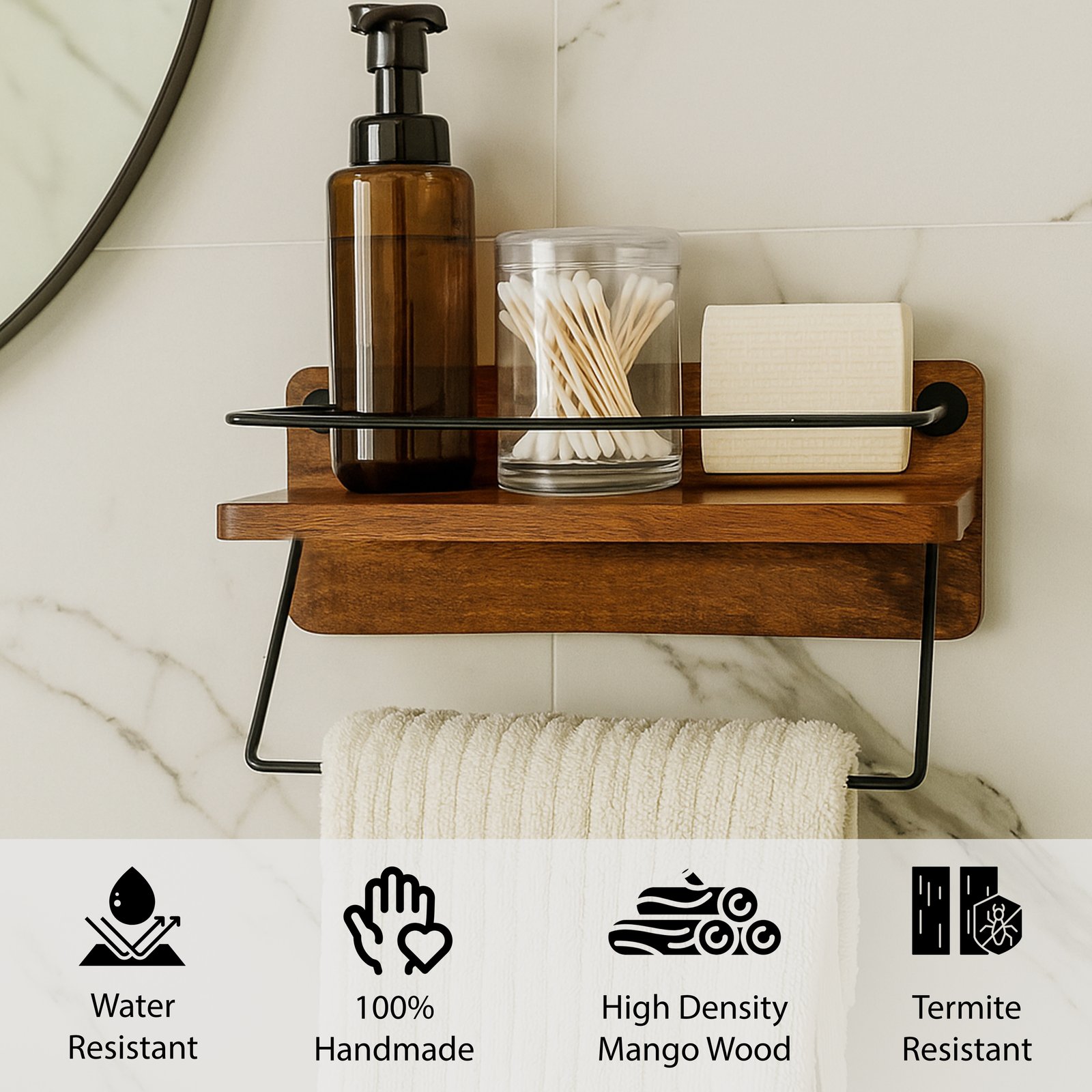 Timber Trust Mango Wood Bathroom Shelf